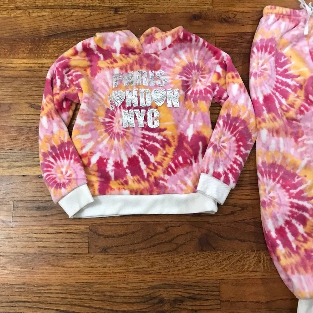 Hoodie Jogging Suit Outfit NWOT Loungewear Athletic Activewear Pajamas Tie Dye